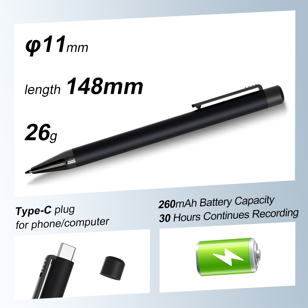 AI Voice Recorder V29A Pen Styles Chatgpt Support 160 Language