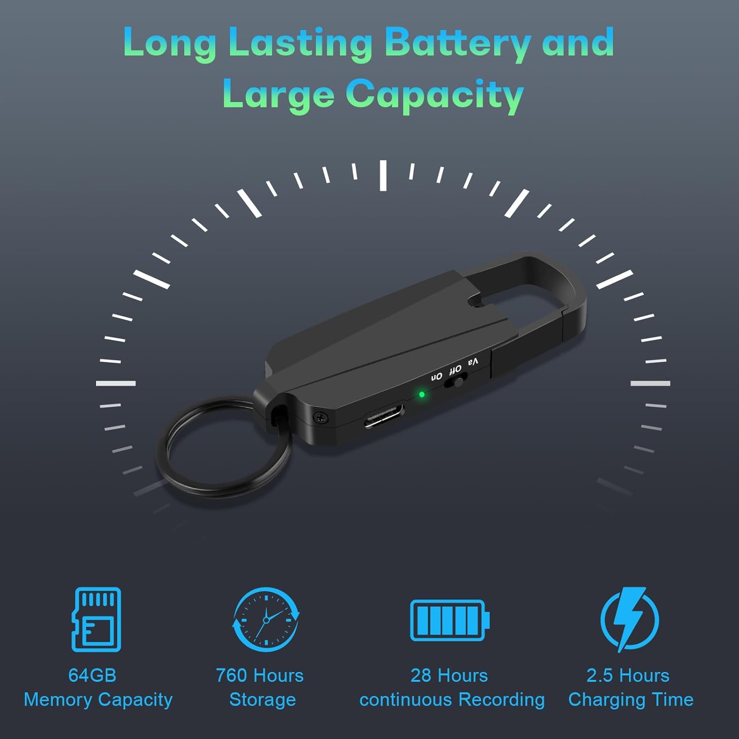 Long Battery Life & Large Capacity