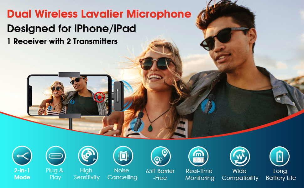 Dual wireless lavalier microphone