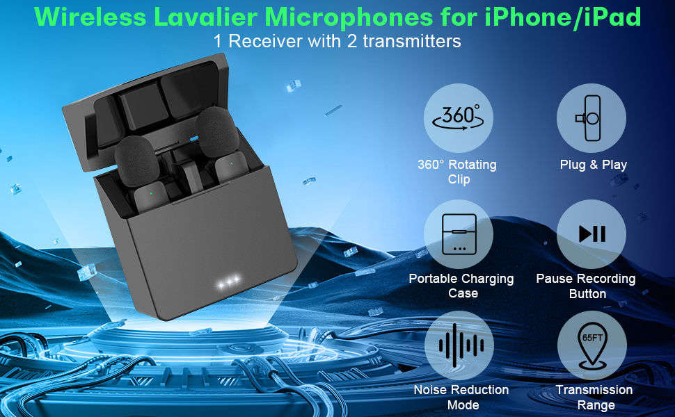 Wireless Lavalier Microphones for iPhone/iPad