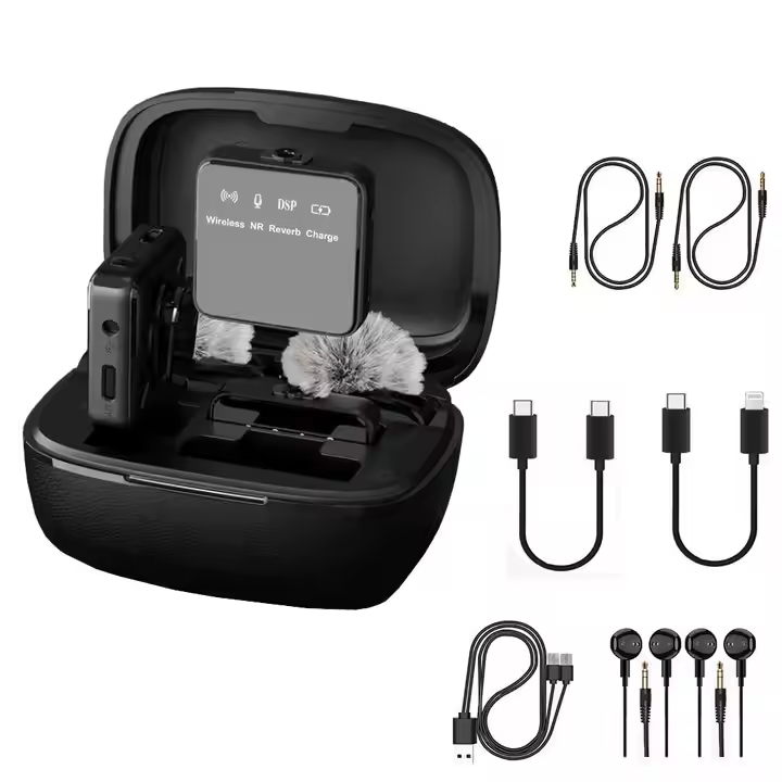 Professional Wireless Microphone WM810 Kit with Portable Charging Case Real Time Headphone Monitoring