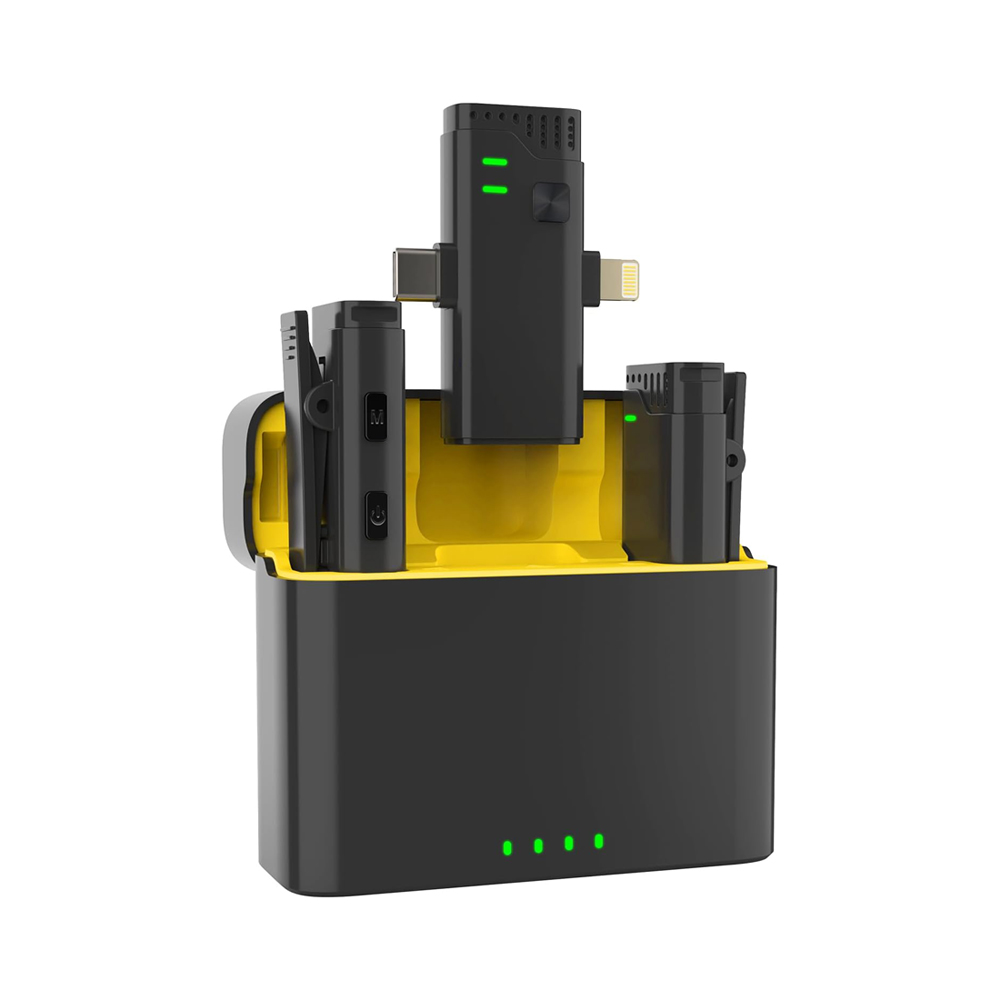 Wireless Lavalier Microphone WM870 with Dual Connectors Lightning and USB C Plug and Play for iOS and Android Devices
