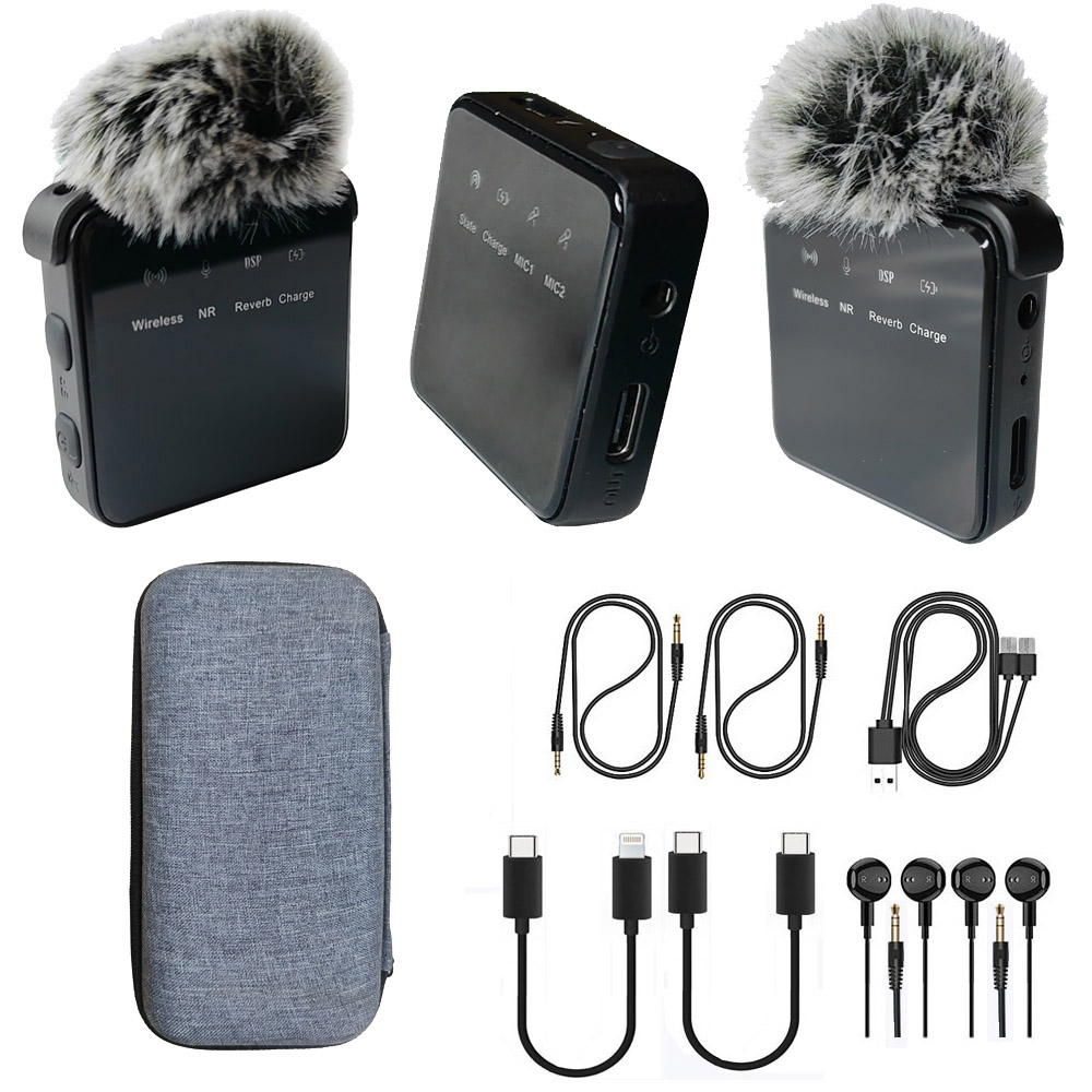 OEM 1 in 2 Wireless Microphone WM790 with Charging Box Condenser Professional Lavalier Lapel Microphone